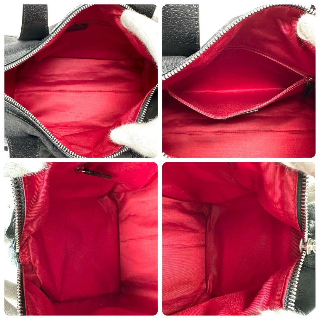 ブルガリ ロゴマニア ビーゼロワン ミニボストンバッグ キャンバス レザー 黒