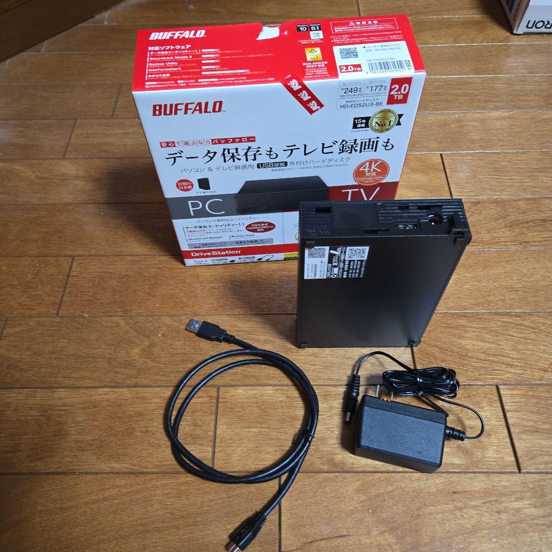 BUFFALO外付けハードディスク2.0TB HD-EDS2U3-BE