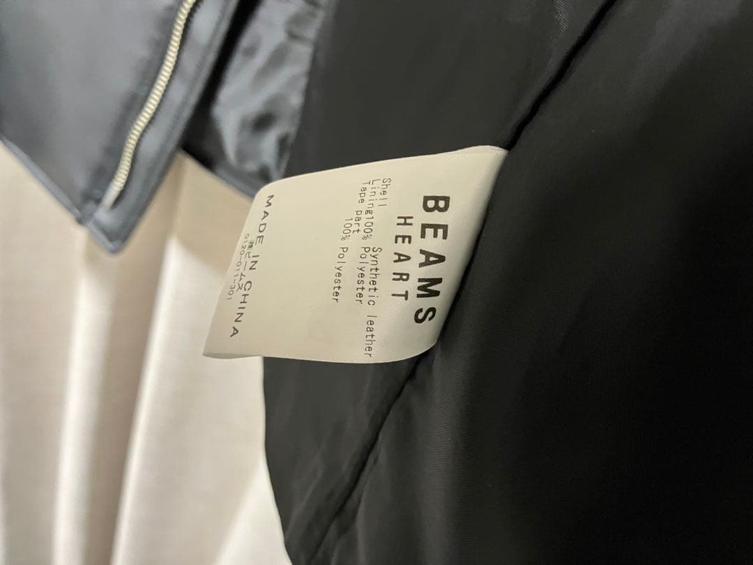 BEAMS ブラック レザージャケット L シングル ライダース 革 黒