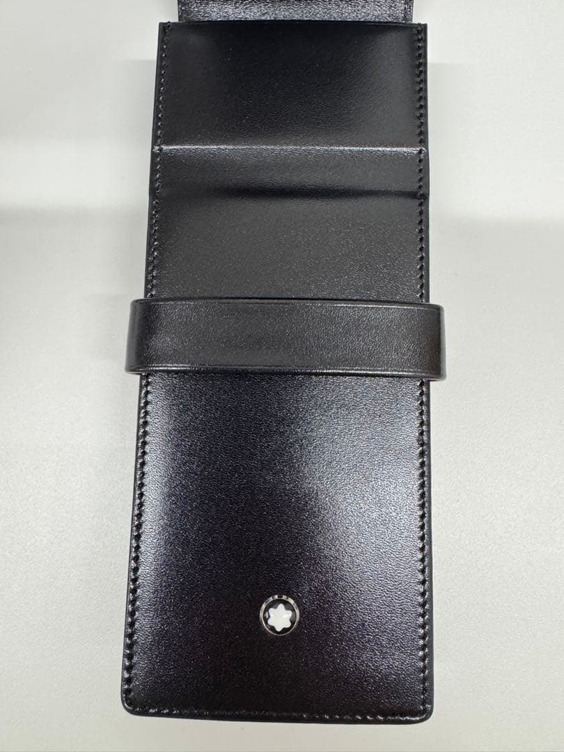 モンブラン Montblanc ブラック レザー 本革 ペンケース ３本用３本差
