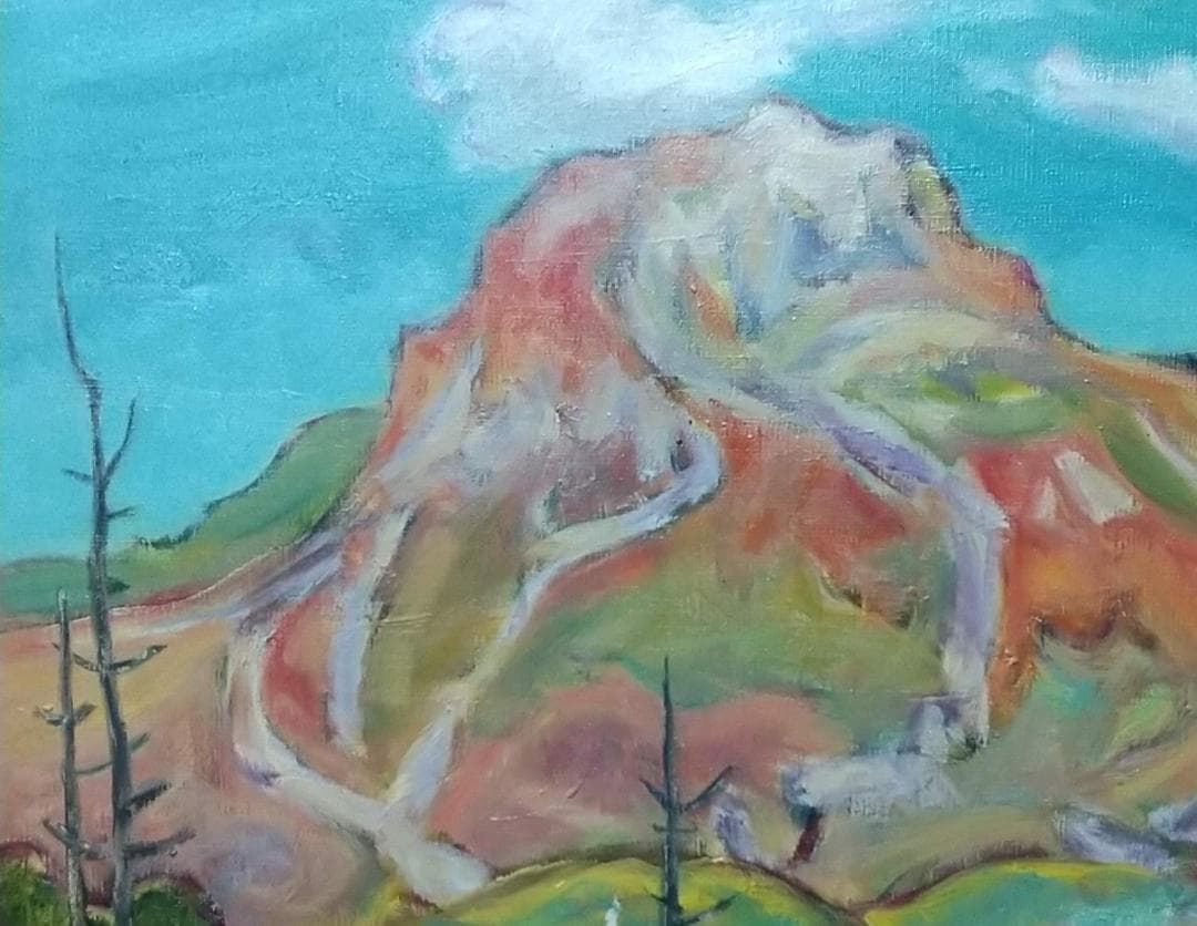 「焼岳」秋 絵画 油絵 F10