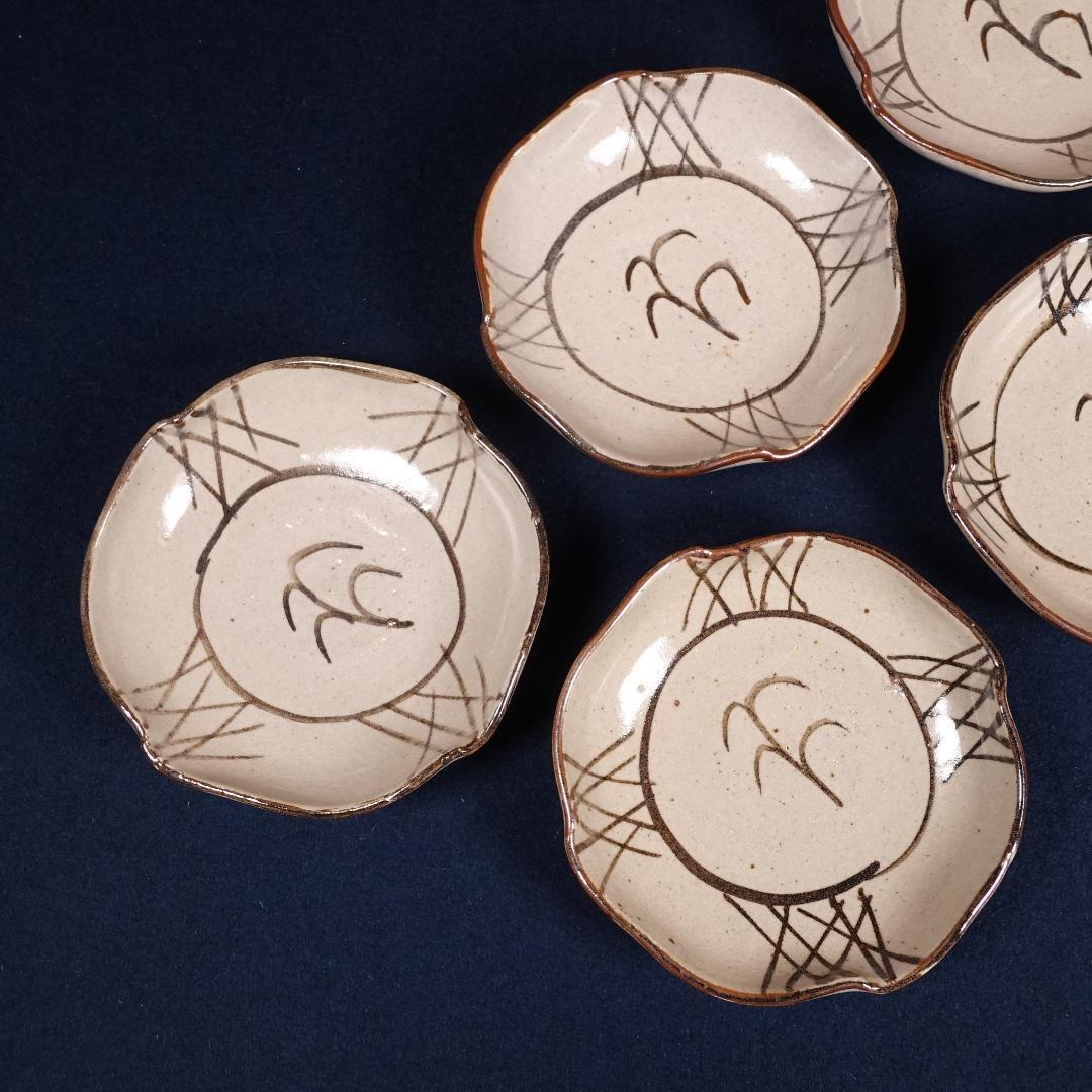 人間国宝 12代 中里太郎右衛門窯 絵唐津 銘々皿 5客 共箱