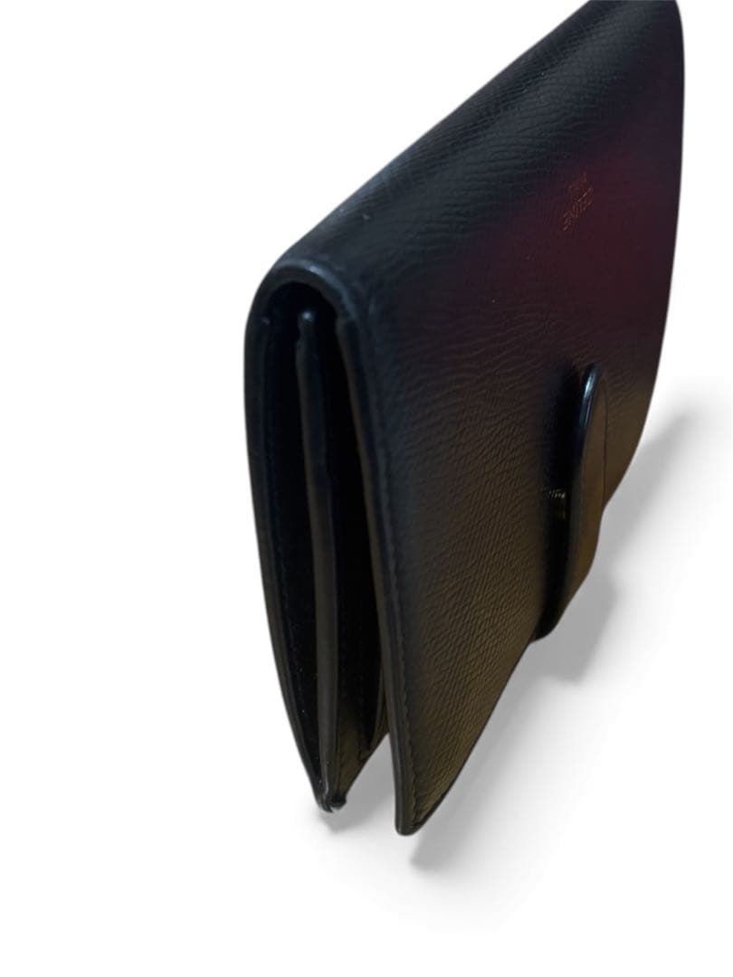 [美品]CELINE 二つ折り財布 ミディアム ストラップ ウォレット ブラック