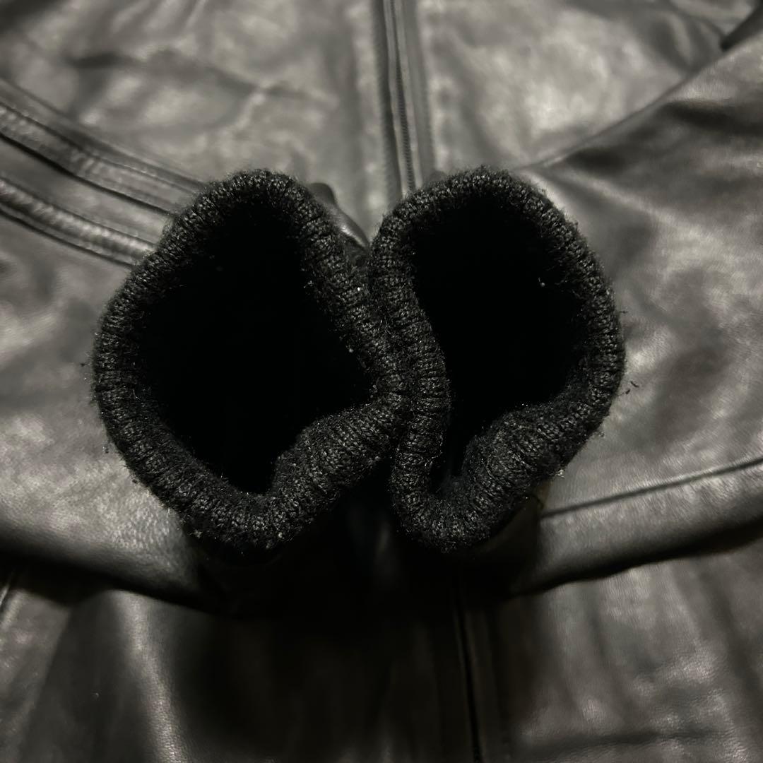 【美品】Schott ショット ラム レザージャケット トラックフーディー 黒