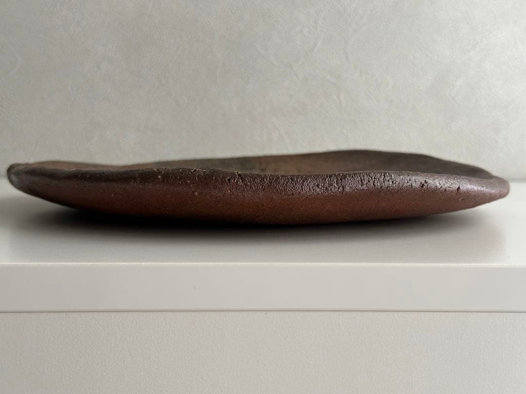 堀江祥山 備前 牡丹餅 皿 修繕あり 共箱