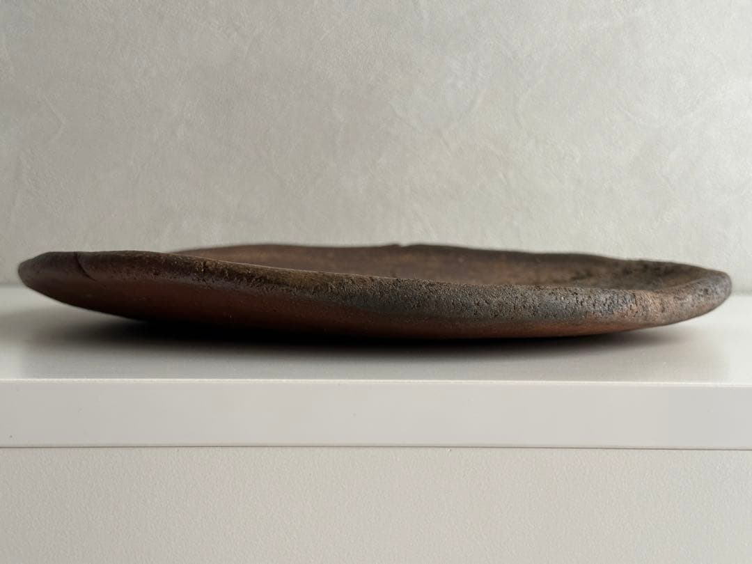 堀江祥山 備前 牡丹餅 皿 修繕あり 共箱