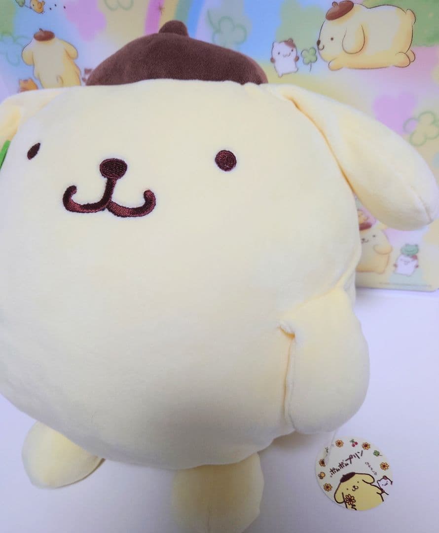 ポムポムプリン　ぬいぐるみ　クローバー　ムニュムニュ　L