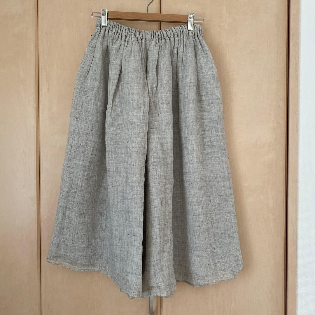 中川政吉商店　麻のかや織　キュロットスカート 薄墨色　未使用品