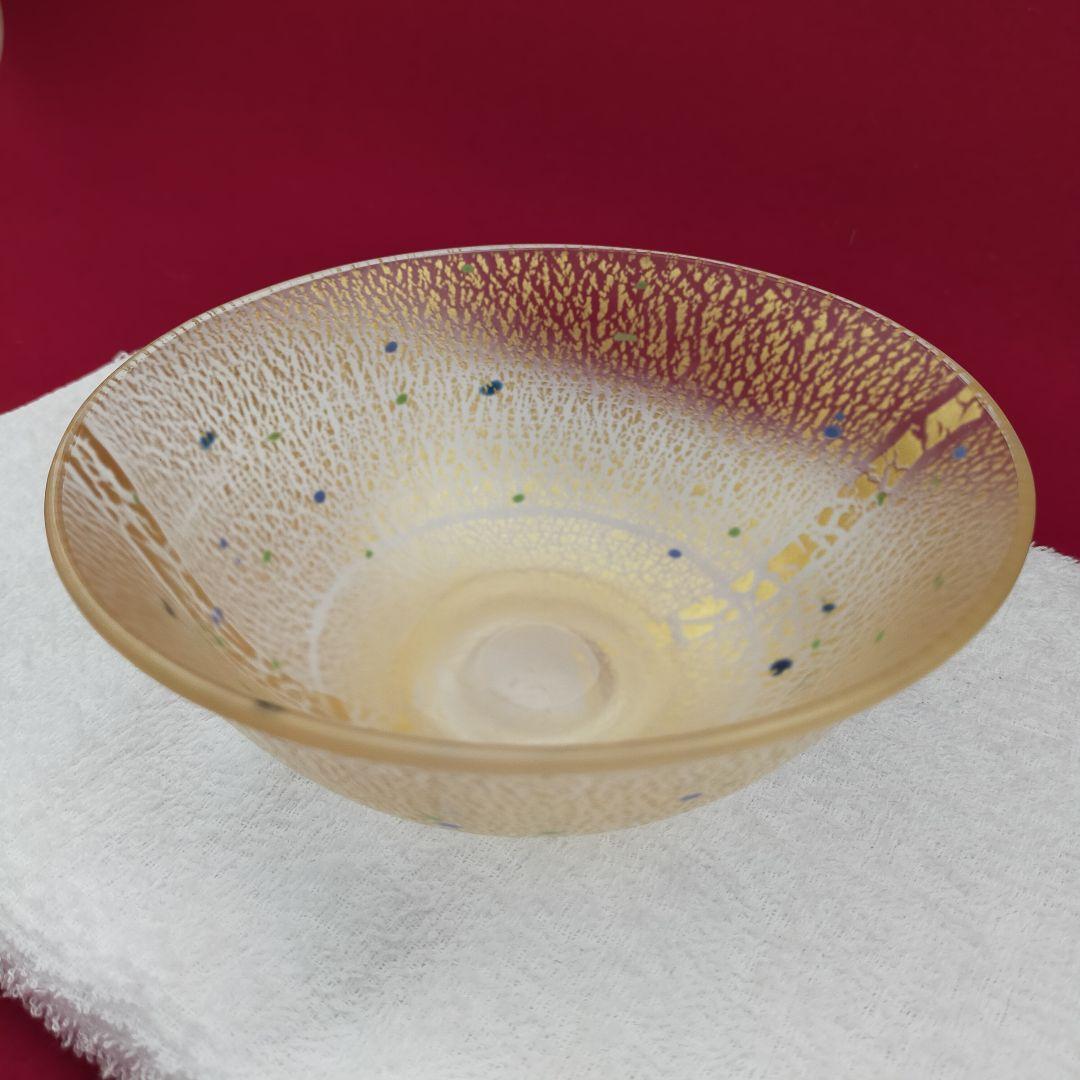 金箔硝子茶碗　吉昭作　銘　古稀【新品未使用箱付き】