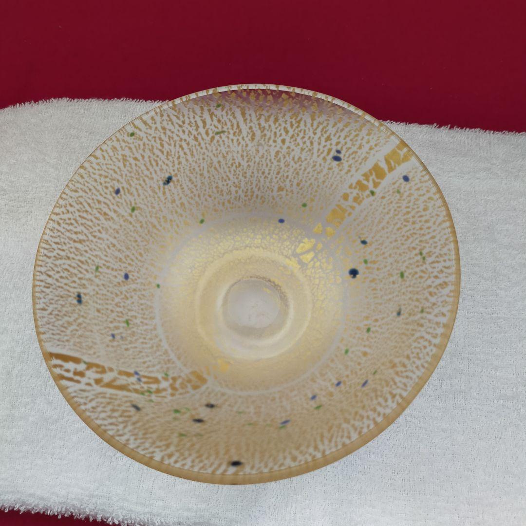 金箔硝子茶碗　吉昭作　銘　古稀【新品未使用箱付き】