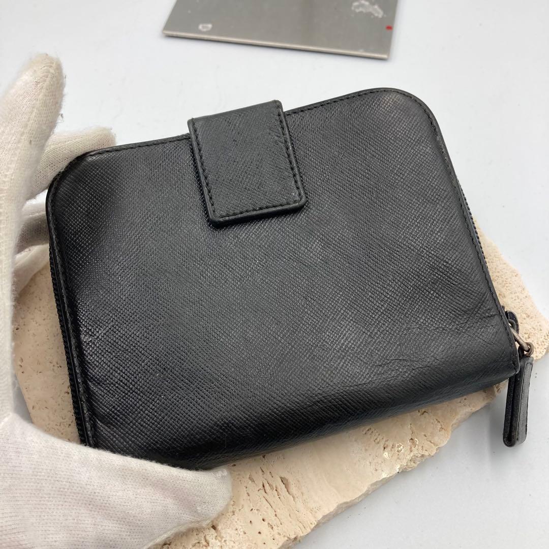 PRADA プラダ　折り財布　ブラック　サフィアーノ　250A