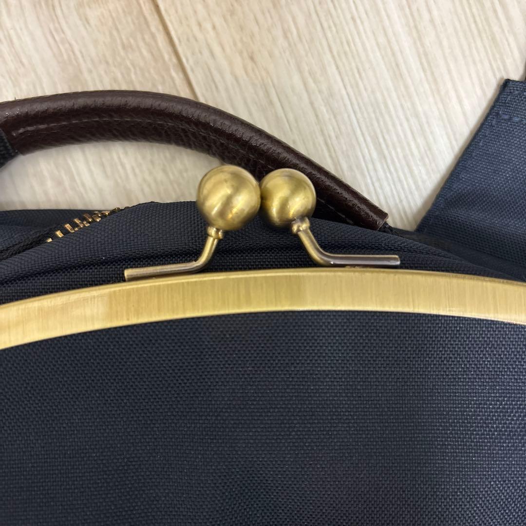 アヤノコウジ　がま口　ショルダーバッグ　ダークネイビー