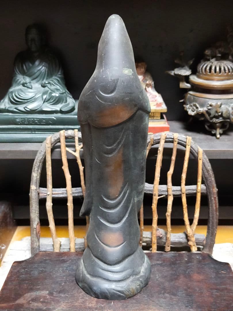 ♥☆彡　とても古い　銅製　観音像　立像　２　観音様　仏像　骨董　中国　レトロ