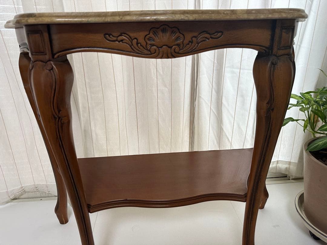 大理石 ロココ調 クラシック 猫脚 コンソールテーブル 電話台 家具