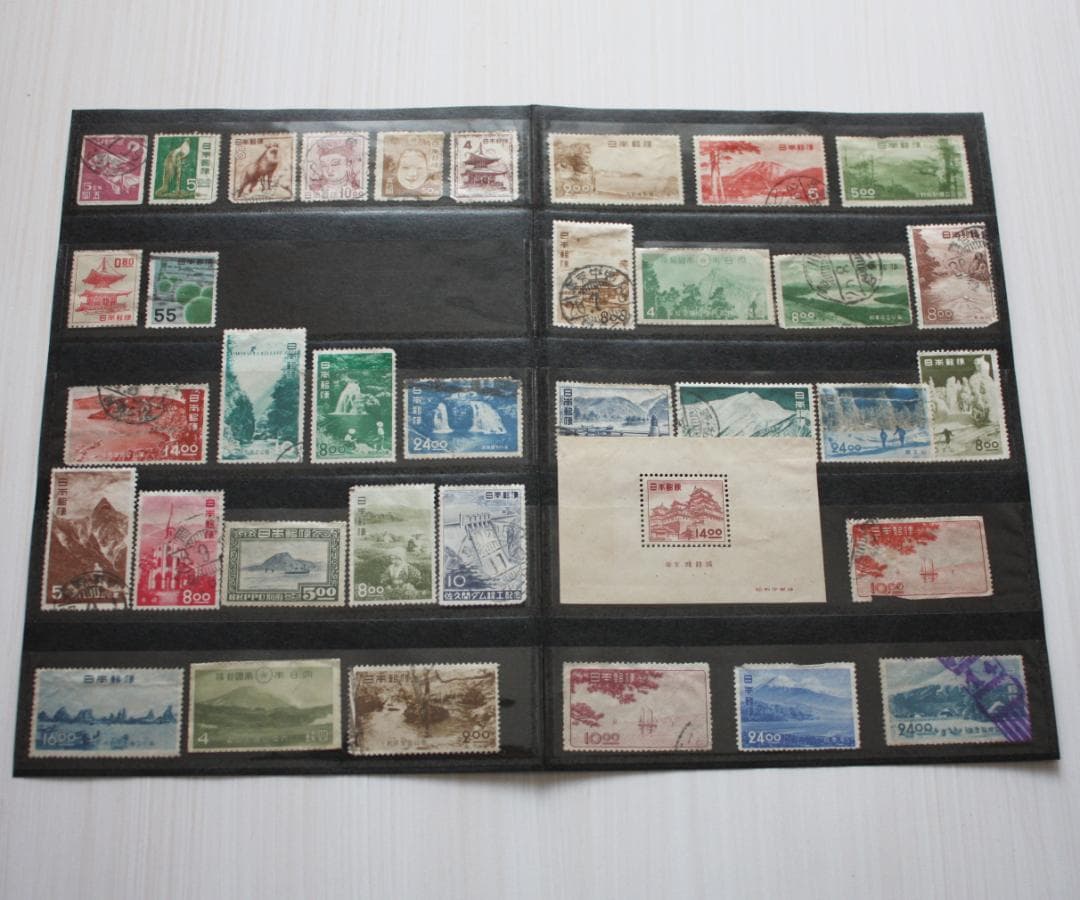 切手・ストックブック・青・1冊・厘単位切手・銭単位切手等・294枚