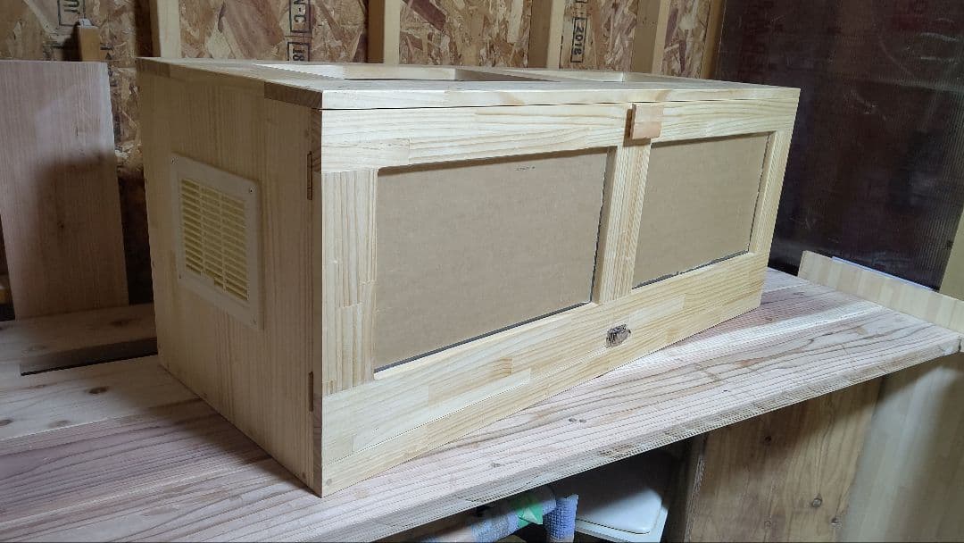 パイン集成材20ミリ幅120縦50奥行50蜜蝋仕上げ！パネルヒーター取付対応