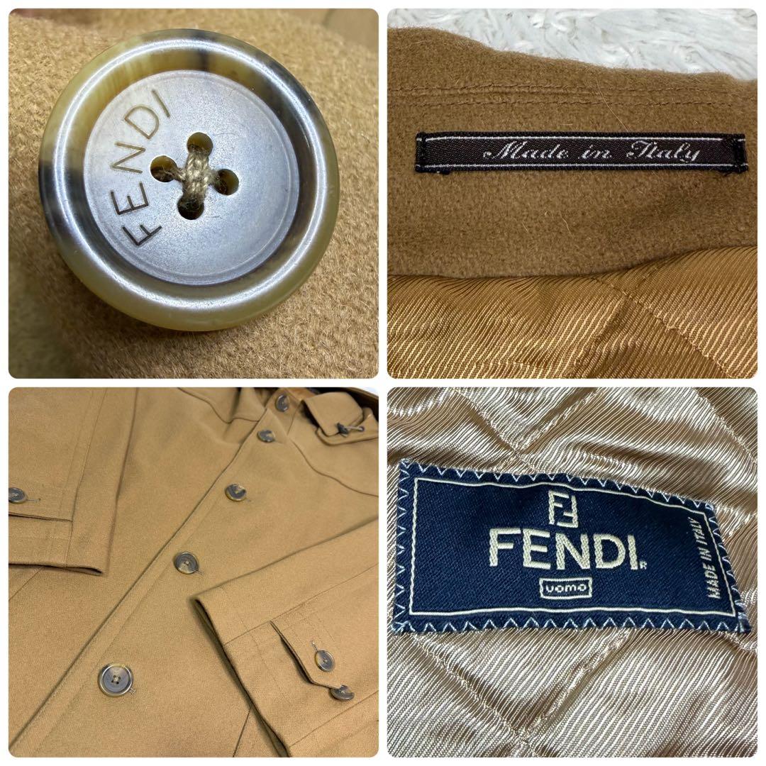 FENDI ロングコート 大きいサイズ XL 取り外しフード付き ウール