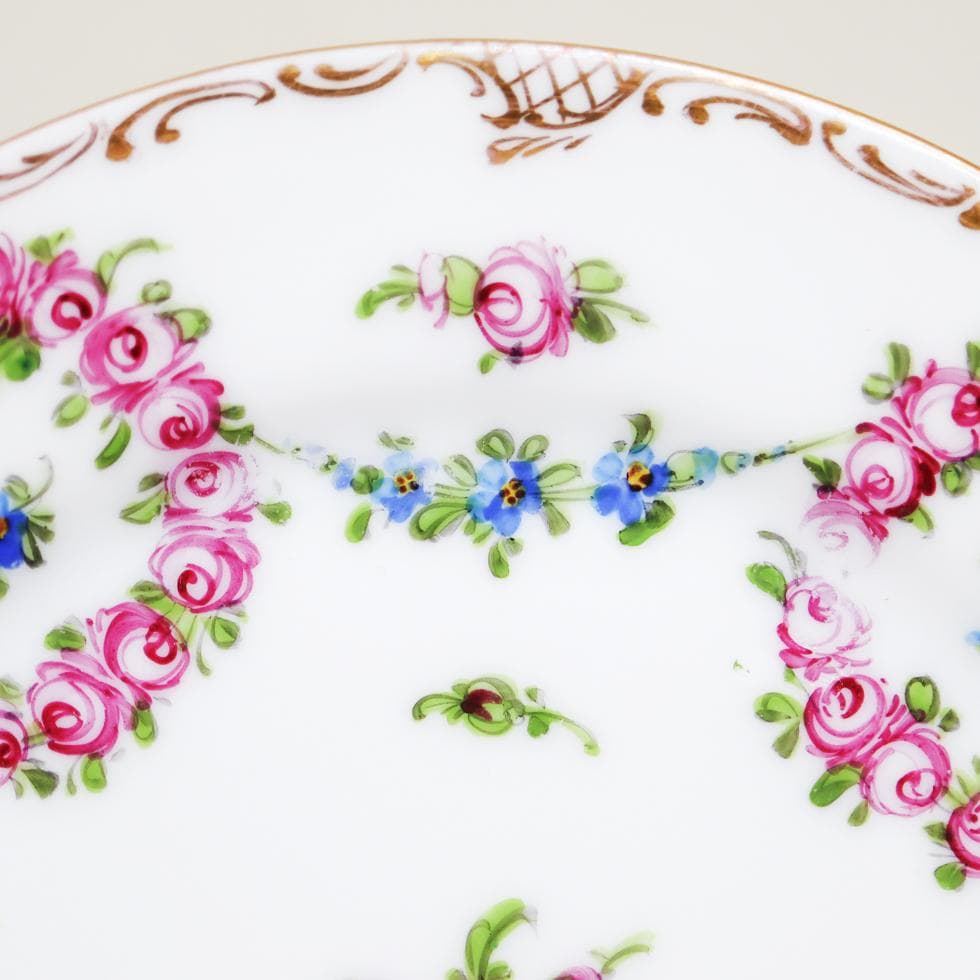 DRESDEN PORCELAIN 手描き 薔薇 トリオ カップ ソーサー 皿