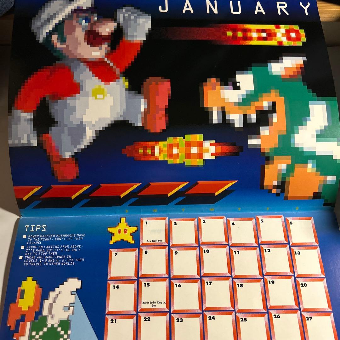 「任天堂1990カレンダー」スーパーマリオ　ゼルダの伝説　メトロイドパルテナの鏡