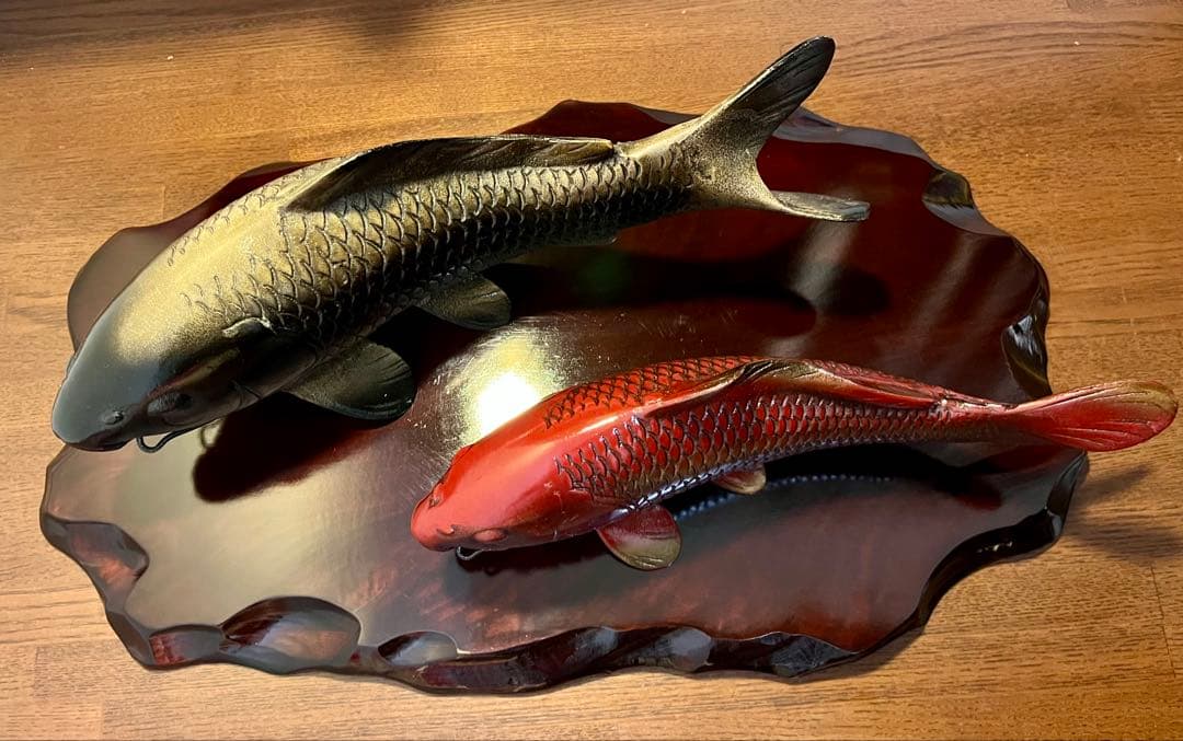 大双鯉　高級美術工芸品　置物