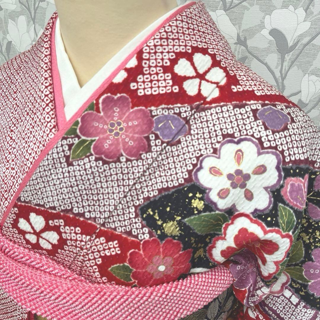 正絹 振袖 長襦袢セット古典柄熨斗模様トールサイズ