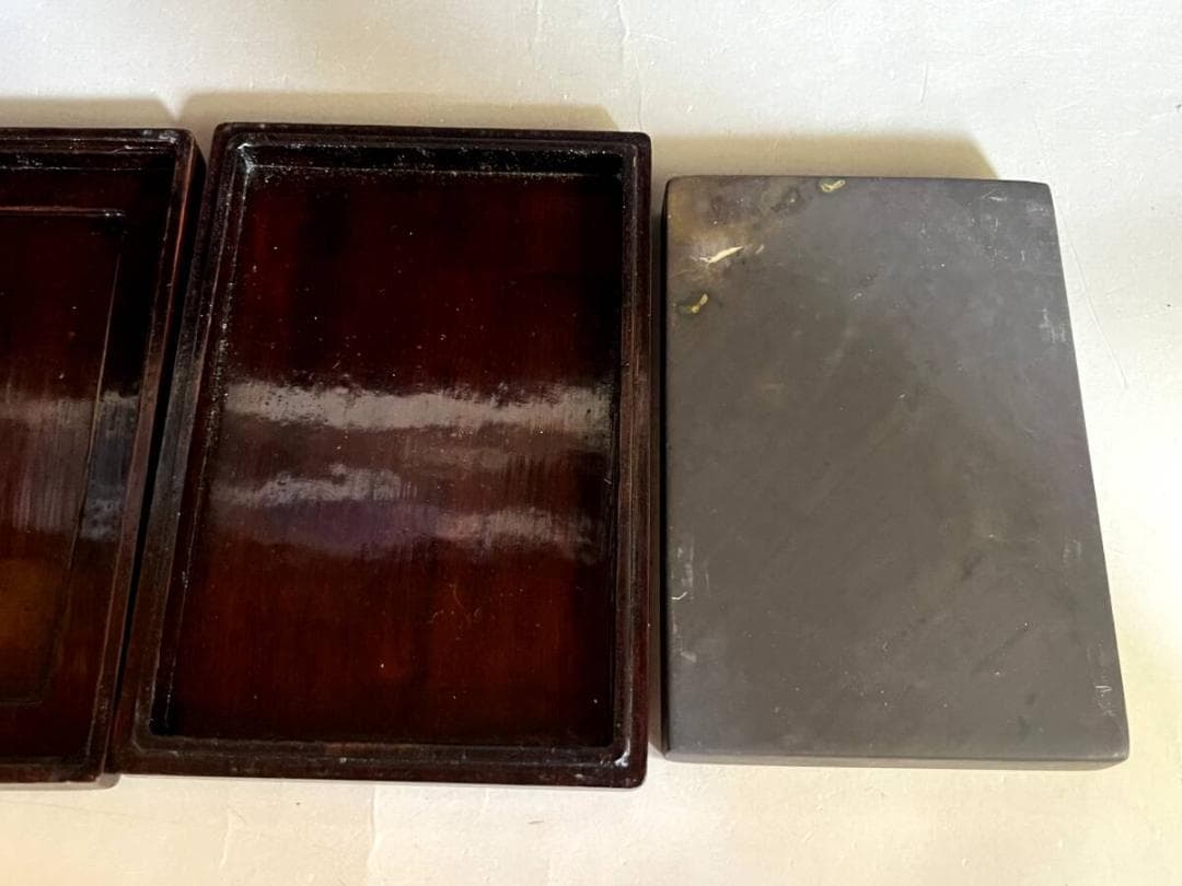 硯■唐木箱入り 長方形 書道道具 古道具 古美術 時代物 骨董品■