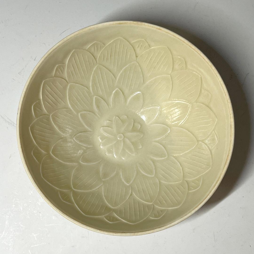 唐物 定窯 白磁 蓮陰刻紋碗 中国美術 古玩 SH12
