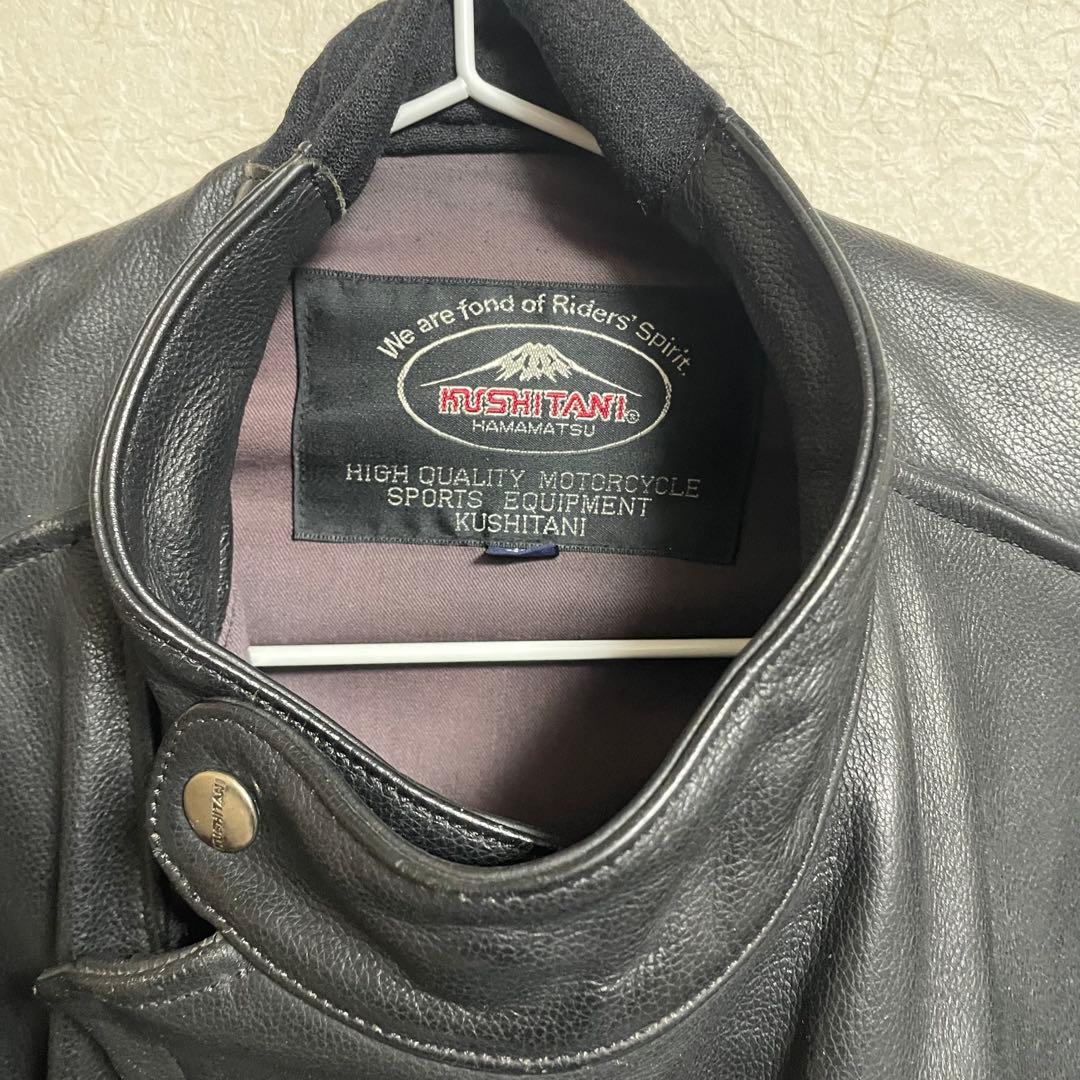 KUSHITANI ブラック レザーライダースジャケット　本革　黒　BLACK