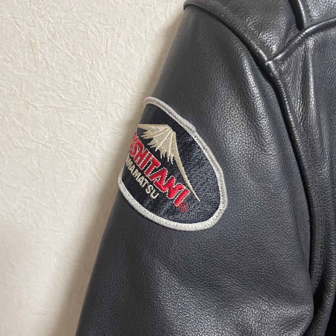 KUSHITANI ブラック レザーライダースジャケット　本革　黒　BLACK