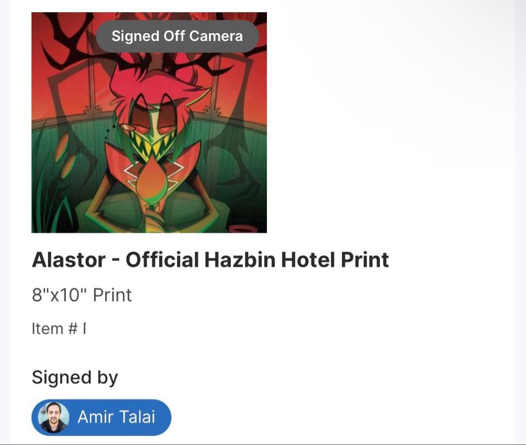 ハズビンホテル アラスター 直筆サイン ポスター