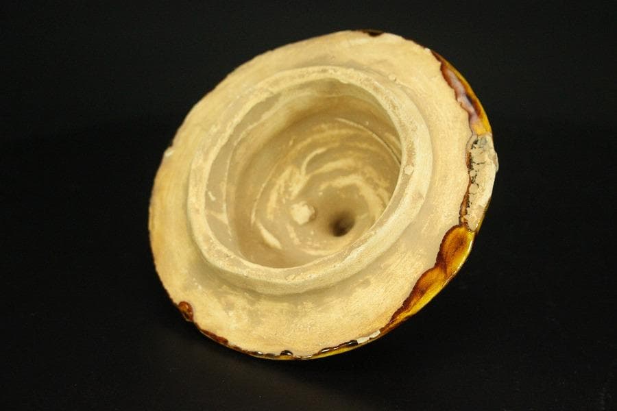 中国美術 唐三彩 蓋壷 高19cm(LC153)