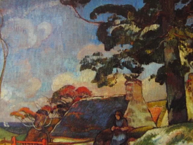 ポール・ゴーギャン、【柵、あるいは豚番の女】、希少な画集画より