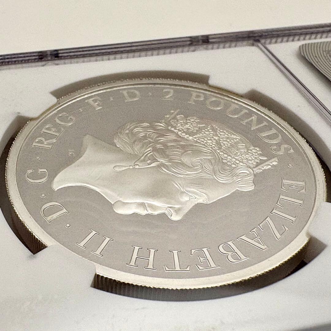 最高鑑定 2017 イギリス ブリタニア 20周年記念 2ポンド 1オンス 銀貨