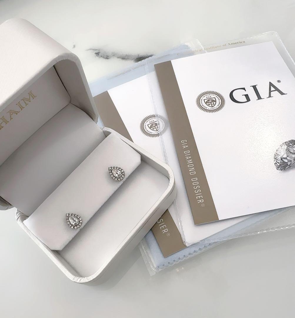 新品✨天然ダイヤ ペアシェイプ Pt900 ピアスGIA レハイム 片耳