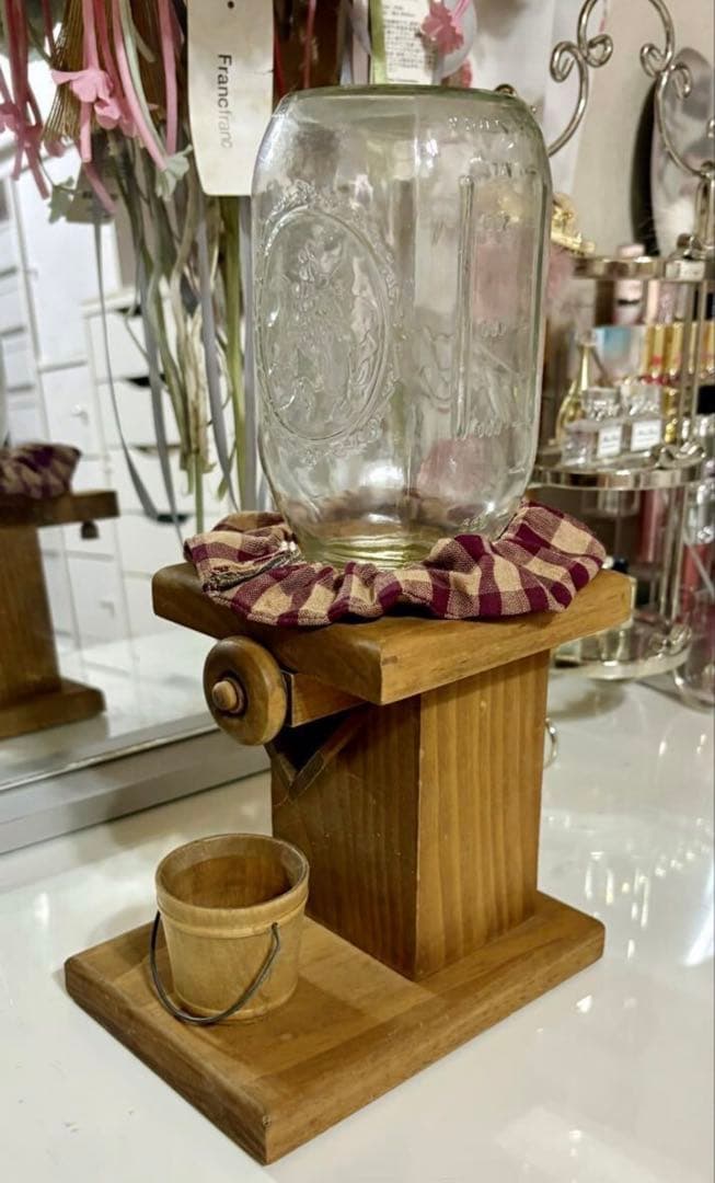 レトロ アメリカン雑貨 メイソンジャー　木製ディスペンサー　置物