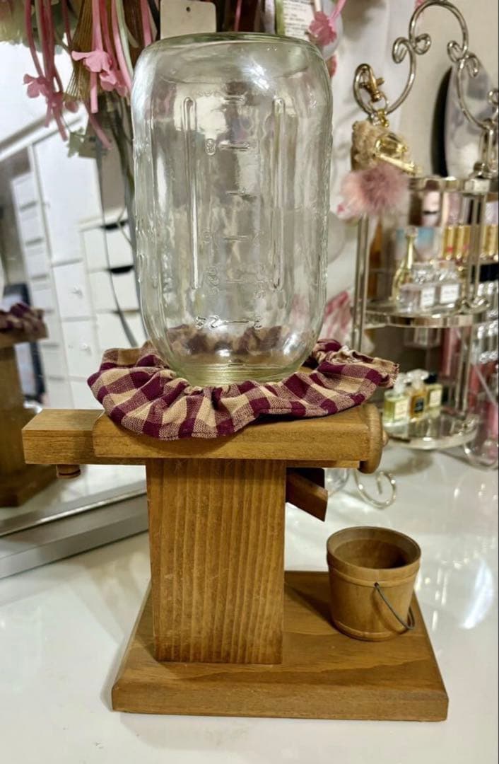 レトロ アメリカン雑貨 メイソンジャー　木製ディスペンサー　置物