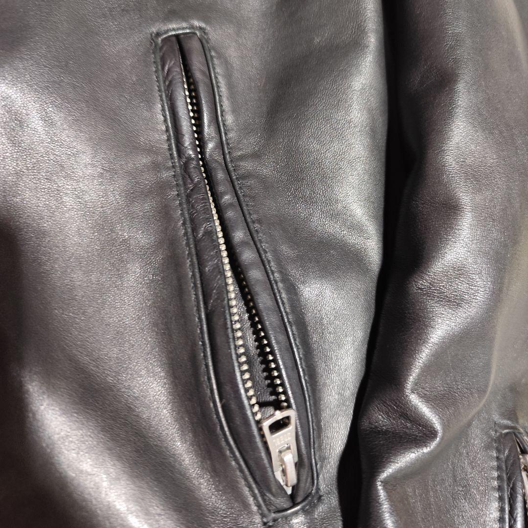 美品【 SHIPS 】 ✦ シップス ラム レザー ライダース ジャケット 黒