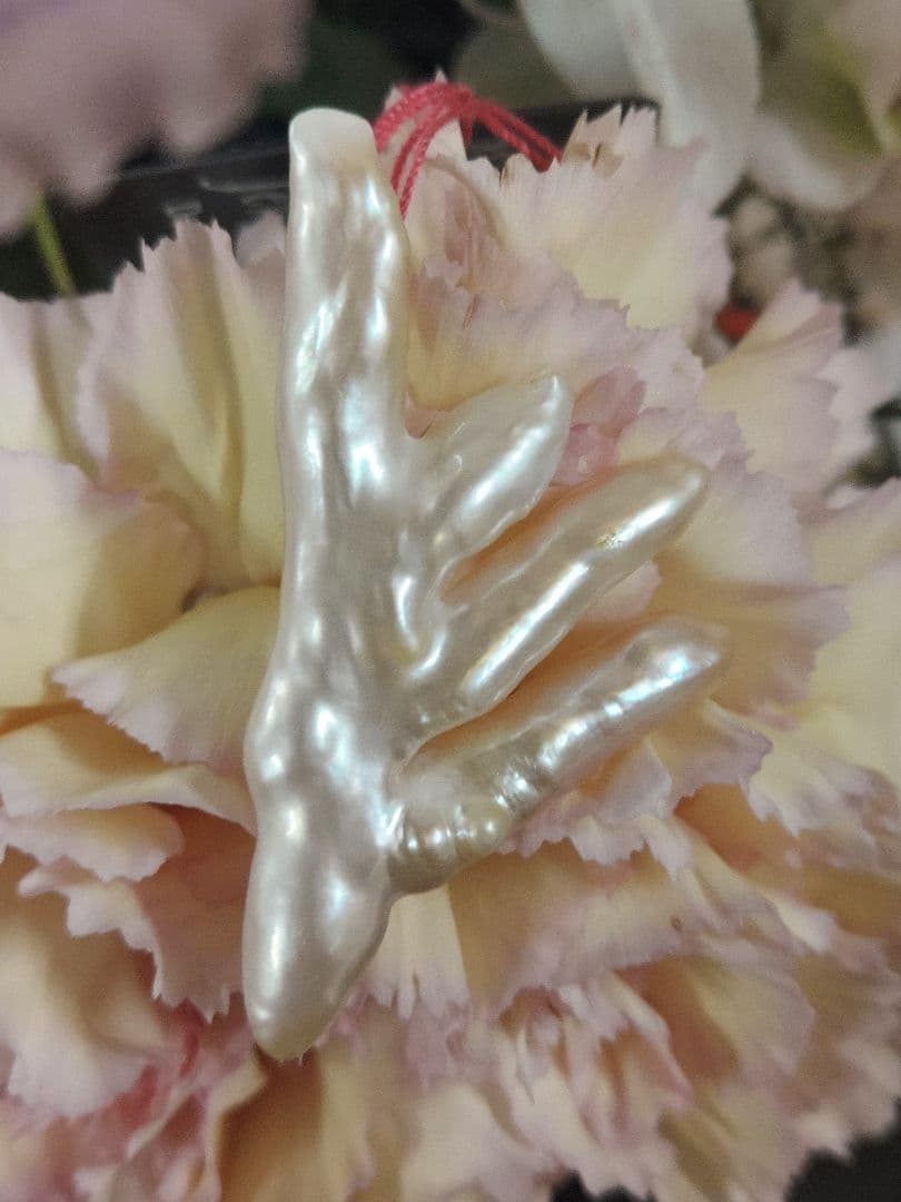 新品　k18　バロック　オレンジ淡水真珠　ブローチ　限定品