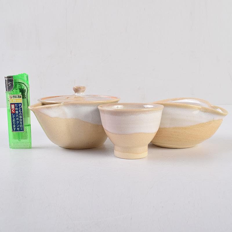 茶道具　萩焼　十二代　田原陶兵衛造　煎茶器一式　茶器揃　共箱　V　R8989