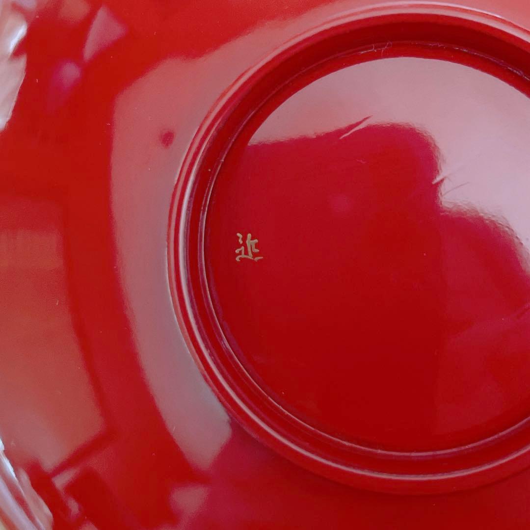 川端近左作　朱塗　蒔絵　雲　盃　漆匠　近左　共箱　茶道具　表千家