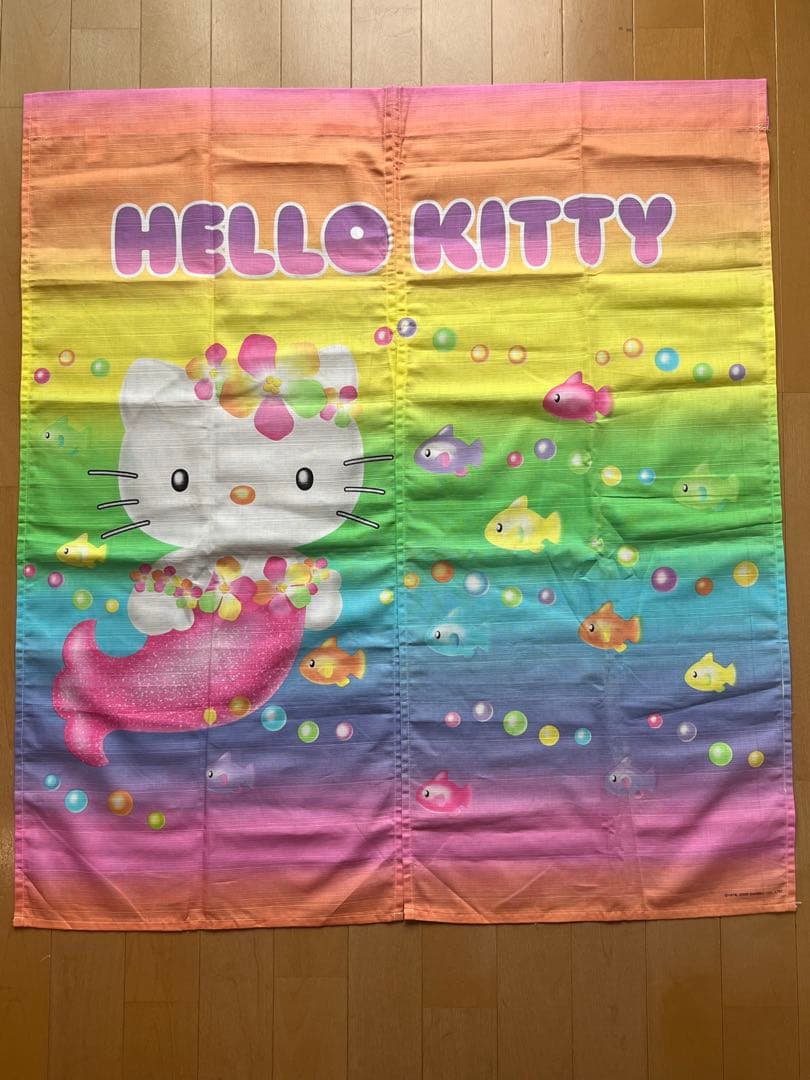 【未使用】ハローキティ マーメイドのれん ハイビスカス　2000年製