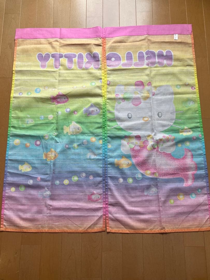 【未使用】ハローキティ マーメイドのれん ハイビスカス　2000年製