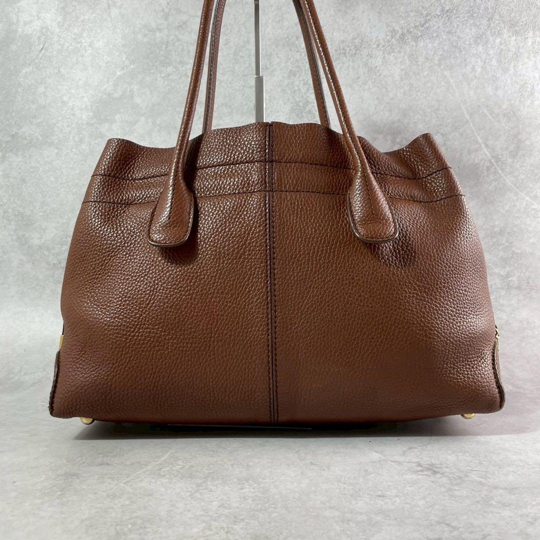 【美品 人気モデル】トッズ ハンド Dバッグ ロゴ レザー 本革 ブラウン 金具