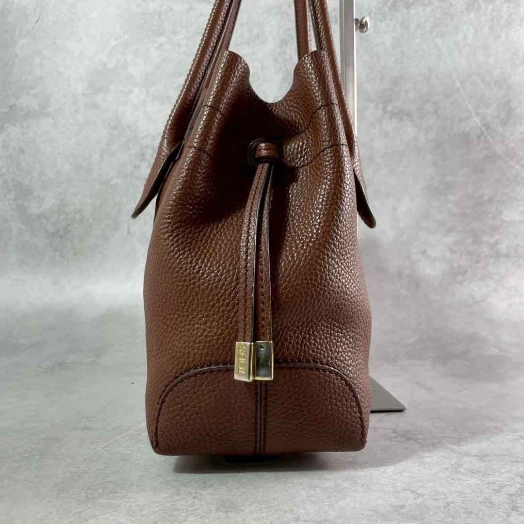 【美品 人気モデル】トッズ ハンド Dバッグ ロゴ レザー 本革 ブラウン 金具