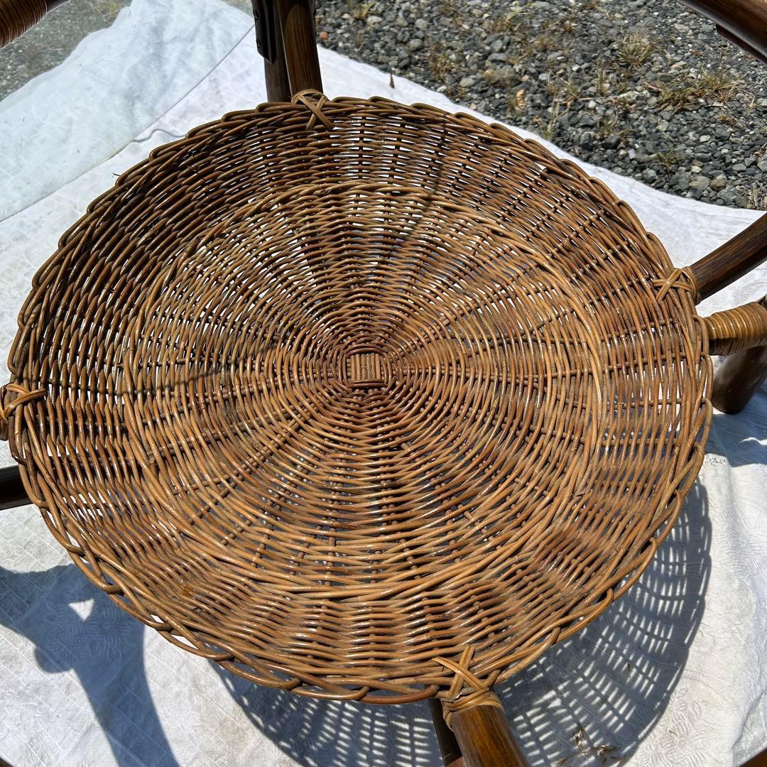 ラタン　ガラス　センターテーブル　リビングテーブル　70cm アジアンテイスト