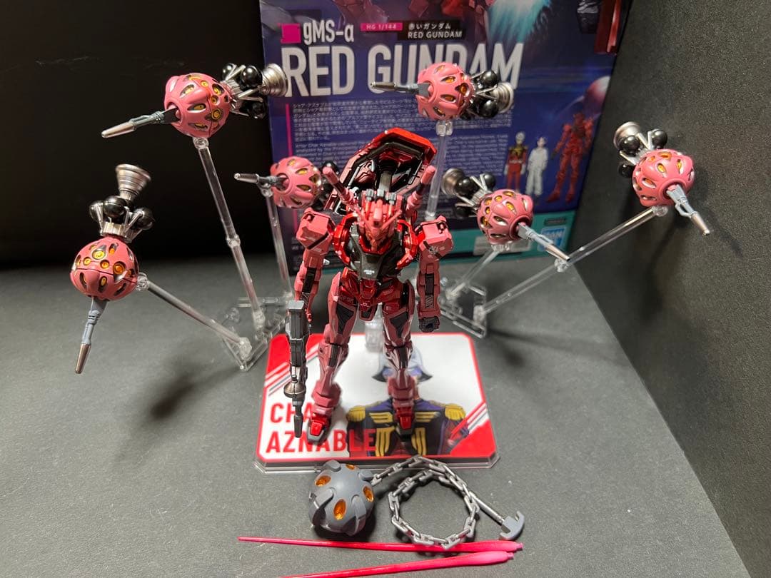 2機セット　HG 赤いガンダム(ビット6基)白いガンダム全塗装 完成品