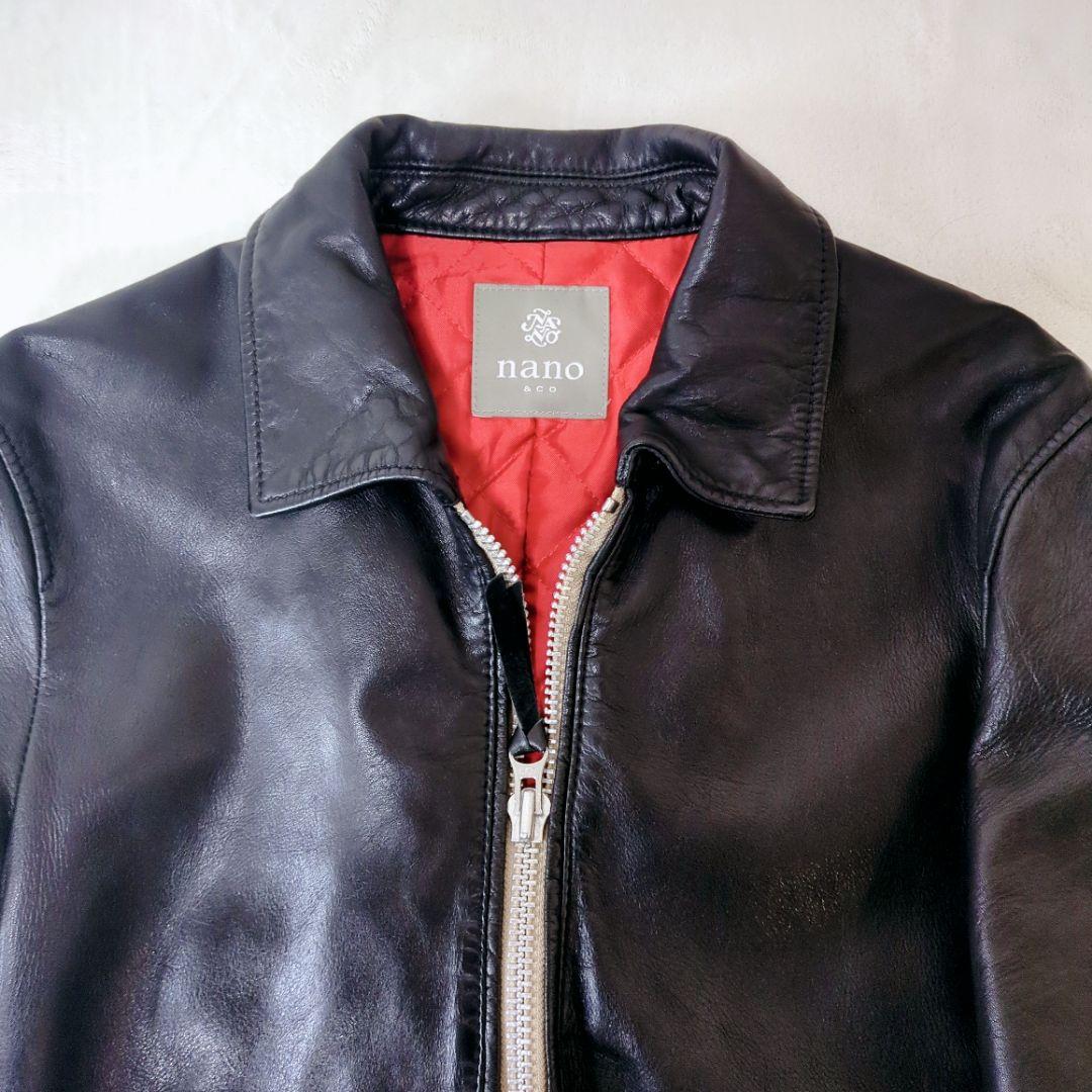 【美品】ナノユニバース ラムレザー シングルライダース S 黒