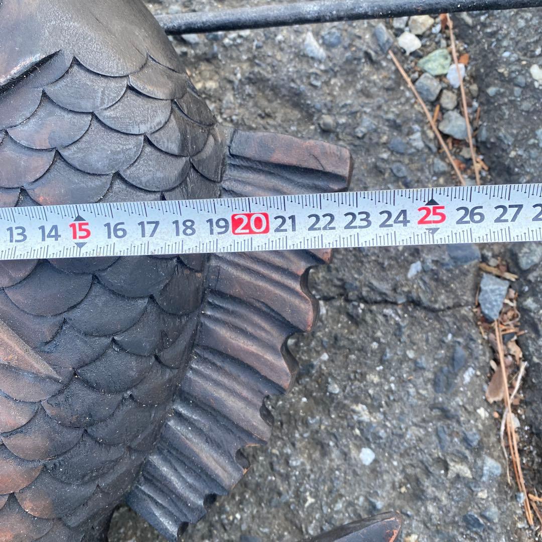 【増51230】　自在鉤　木製横木　鯛　民芸　古民家　高さ150cm