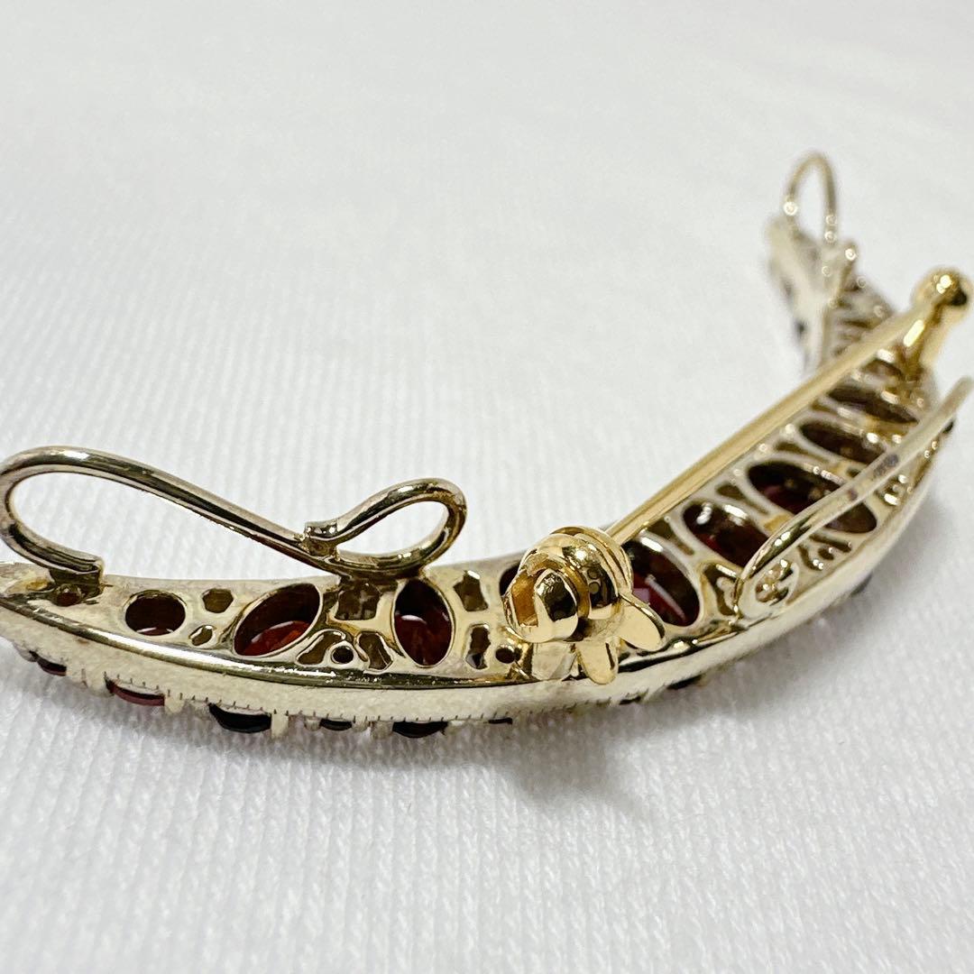 碌山 ロクザン ゴールドカラー ガーネット ブローチ ペンダント 2way