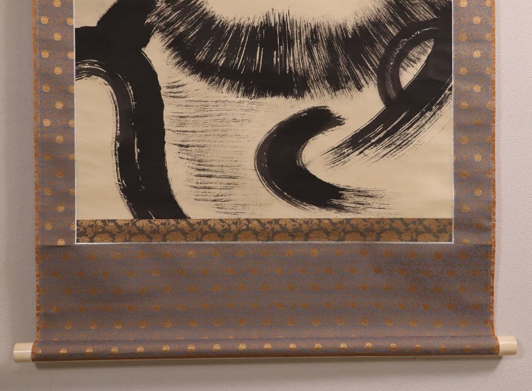 【真作】稲葉心田「達磨円覚大師半身像・廓然無聖・画賛」紙本掛軸 大幅 MA442